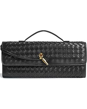 Woven Clutch Purses for Women, Leather Evening Bag Shoulder Handbag Formal Satchel Crossbody Purs... | Amazon (US)