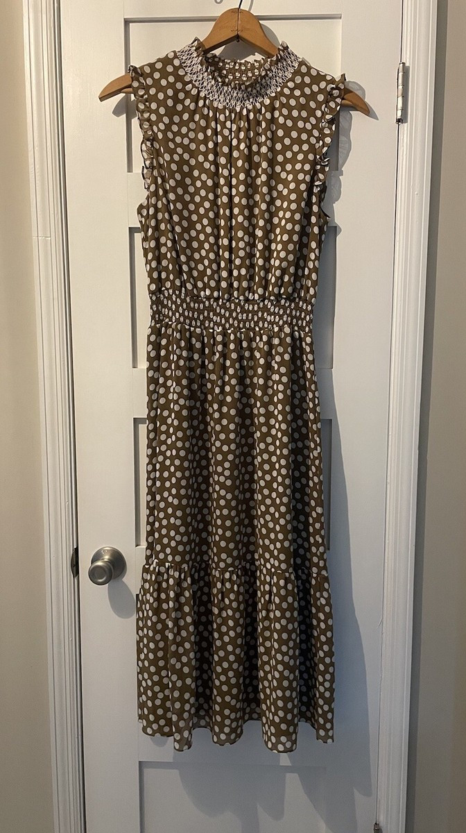 J. Crew Polka Dot Lined Ruffle Tiered Dress Brown Women’s Size: One Size EUC!!  | eBay | eBay US