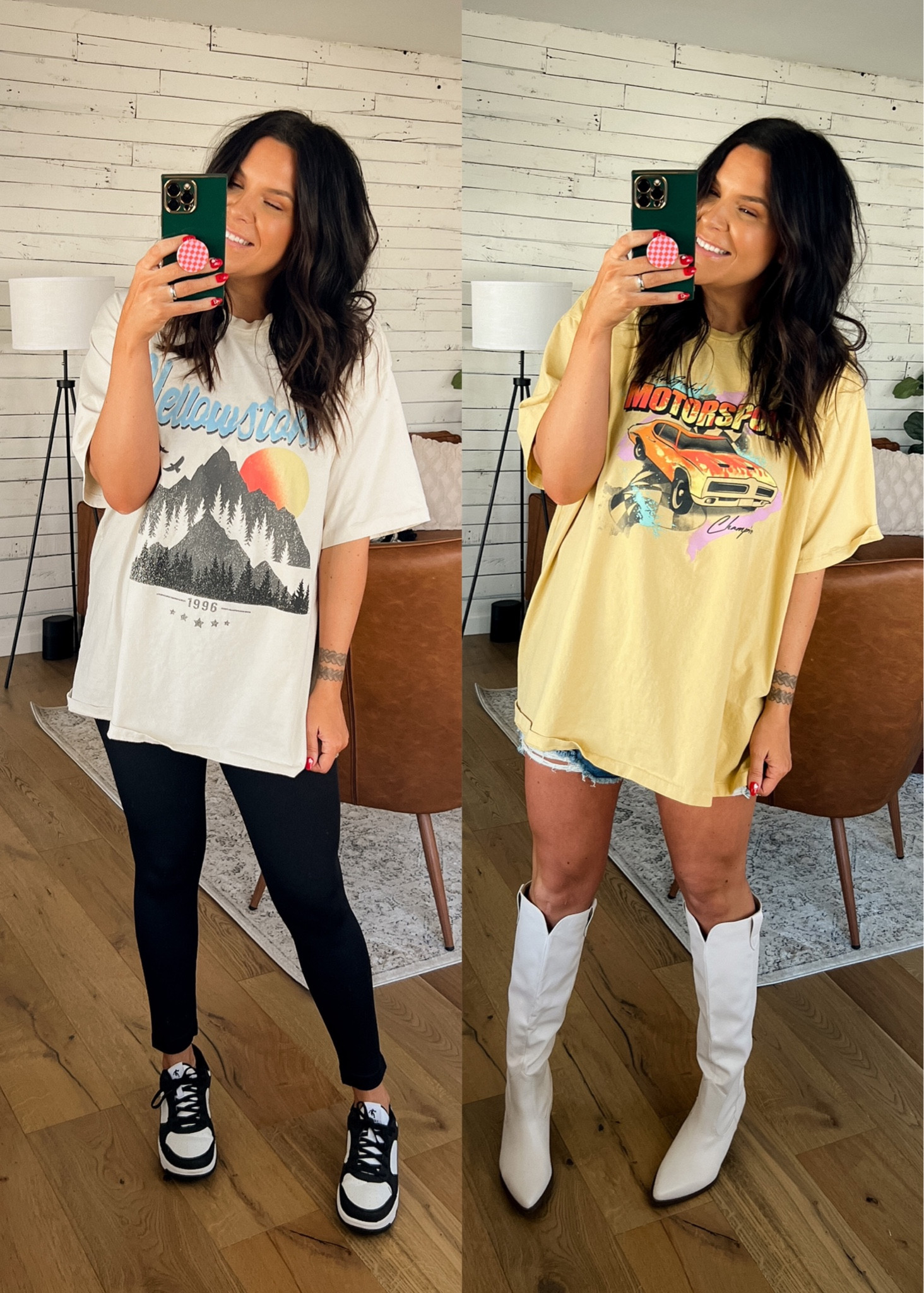 New Walmart oversized graphic tees 
Wearing a XXL 
Leggings: Large
Shorts: sized up 2 to a 14
Sneakers: TTS
Boots: TTS (BWC20)


#LTKshoecrush #LTKstyletip #LTKunder50