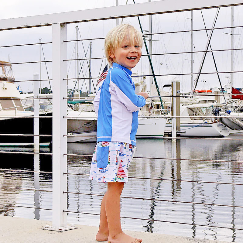 Watercolor Sailboat Swim Trunks | Classic Whimsy