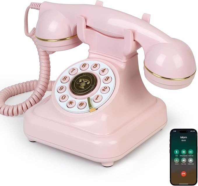 Bluetooth Retro Desk Phone with Handset & Speakerphone, Classic Bluetooth Landline Telephone, Blu... | Amazon (US)