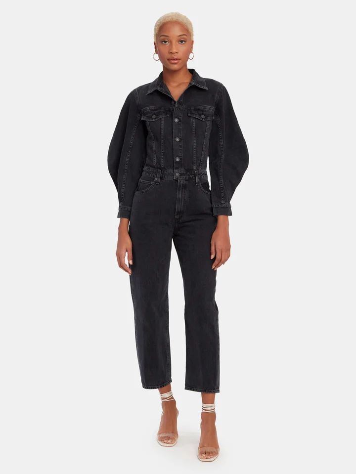 Balloon Sleeve Ankle Length Denim Jumpsuit | Verishop