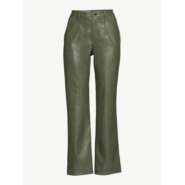 Scoop Women's Faux Leather Straight Pants - Walmart.com | Walmart (US)