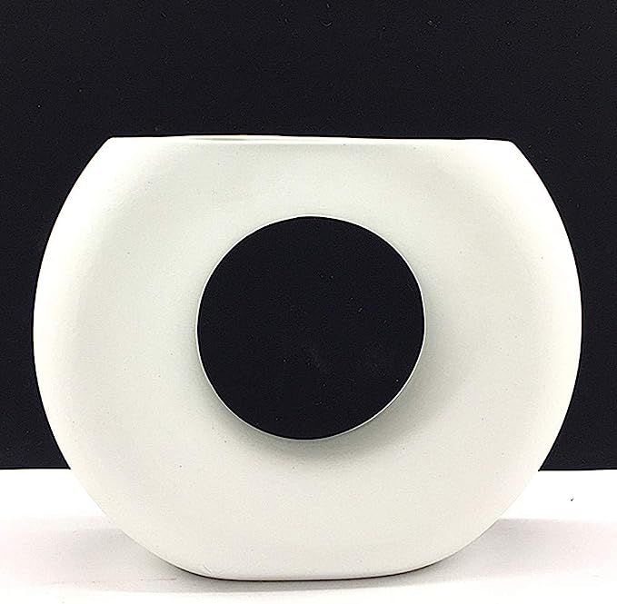 Anding White Ceramic Vase - Matte Design - Round Modern Vase Ideal Gift Vase for Friends, Family,... | Amazon (US)