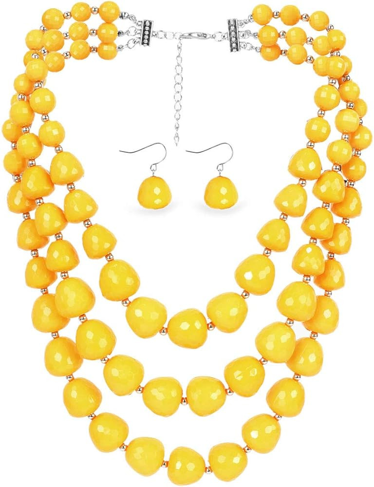 KOSMOS-LI Collares grandes de 5 colores con cuentas acrílicas, Acrílico, Sin piedra preciosa | Amazon (US)