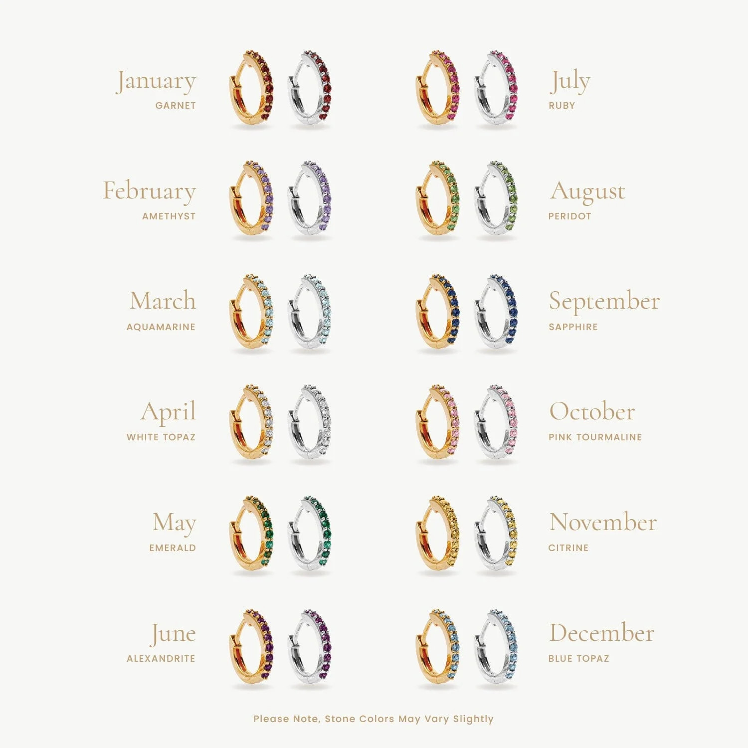 Birthstone Huggie Earrings | Tiny Tags