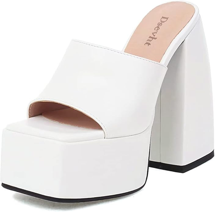 Dsevht Chunky Platform Sandals for Women,Slip On Square Toe Platform Mules with High Heel | Amazon (US)