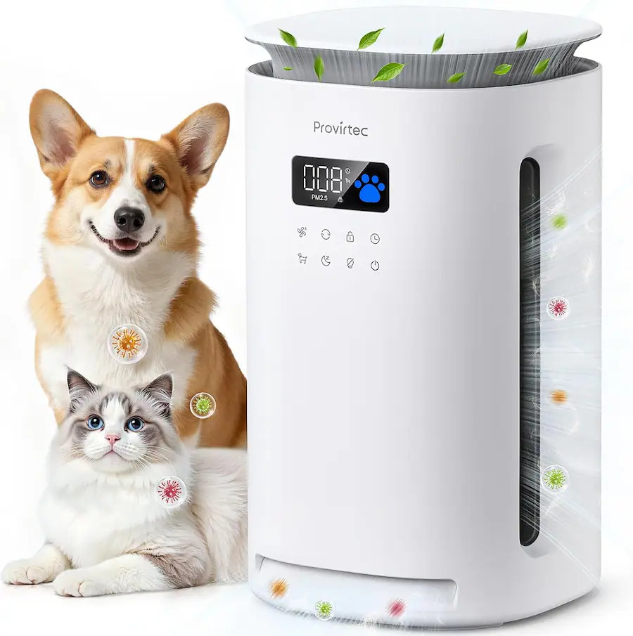 Provirtec - Air Purifier for Home Pets, 2500 sq ft, H13 True HEPA, 4-Side Wide Intake, Pet Floati... | Best Buy U.S.