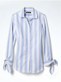 Riley-Fit Bow-Cuff Stripe Shirt | Banana Republic US