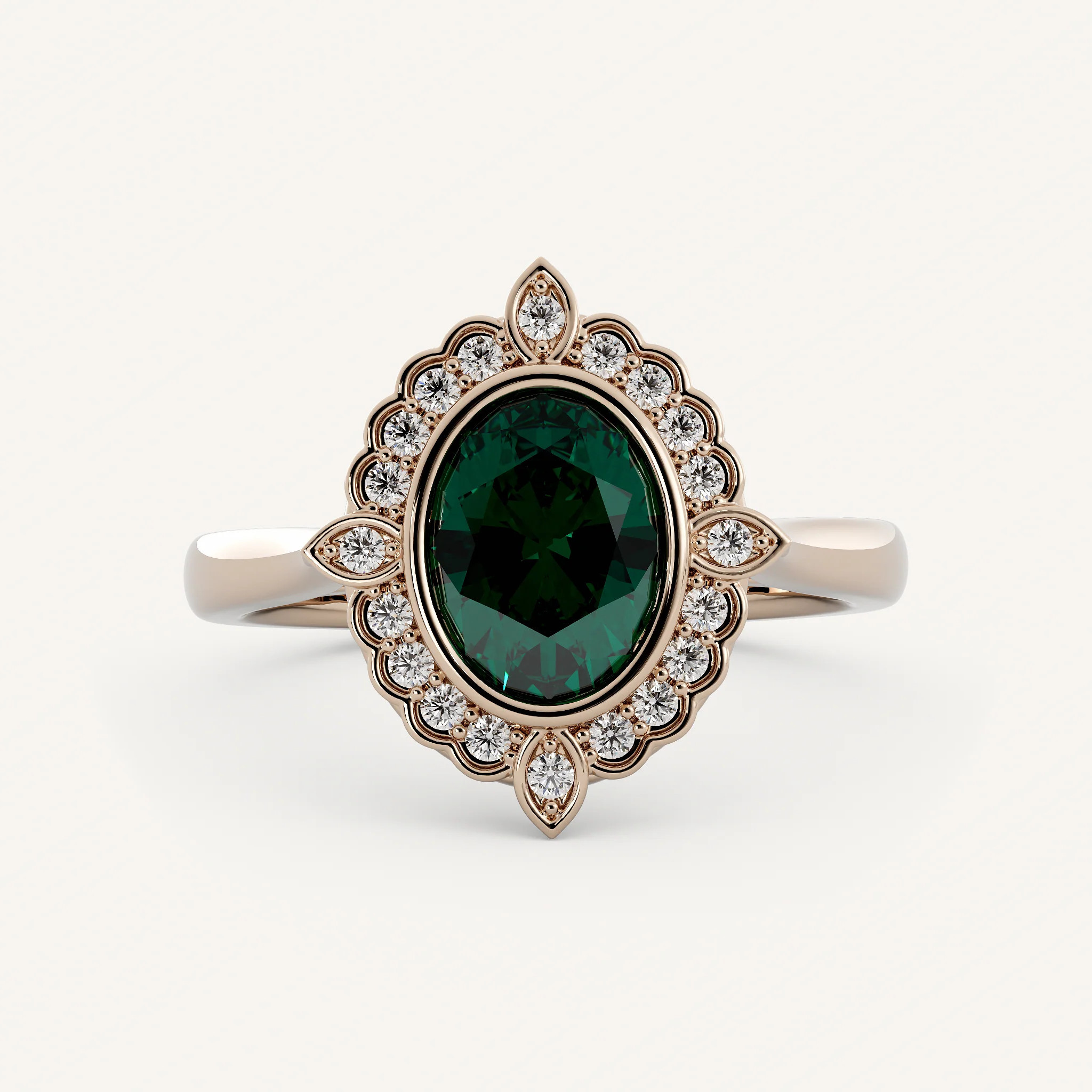 Valley - 14K Rose Gold - Oval - Natural Diamond - 8x6mm | Olive Ave Jewelry