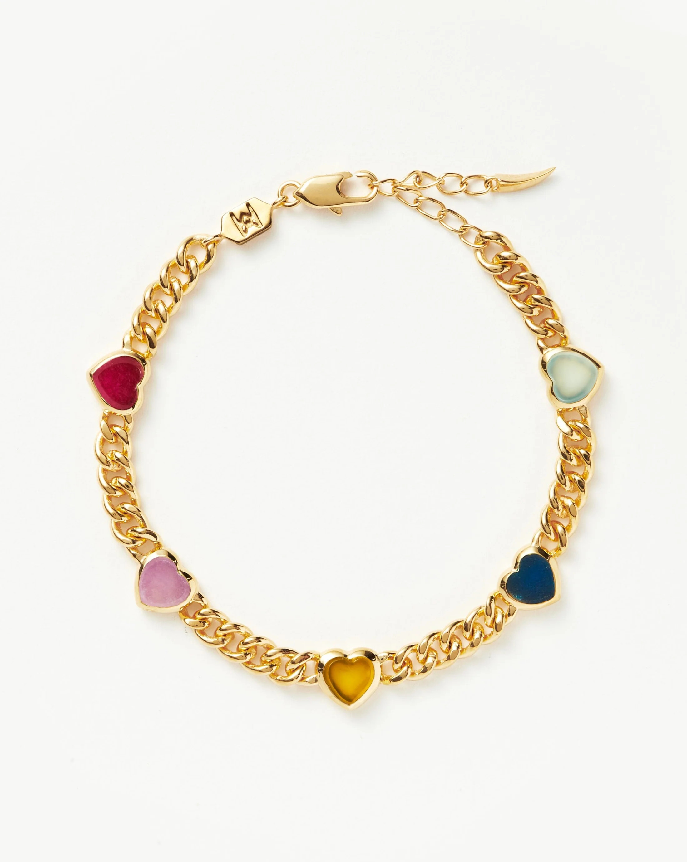Jelly Heart Gemstone Charm Bracelet | 18ct Gold Plated/Multi Quartz | Missoma UK