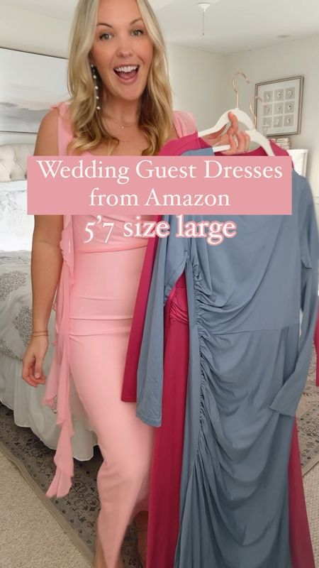 Wedding guest dresses from Amazon! I’m wearing a size Lg. These could also be great for vacation/resort wear or a Valentine’s Day outfit if you’re going out for a date night! 

#LTKstyletip #LTKwedding #LTKmidsize