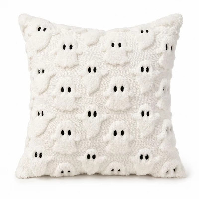 Alilang Halloween Ghost Textured Decorative Throw Pillow Cover for Sofa Bed Chair - White | Target