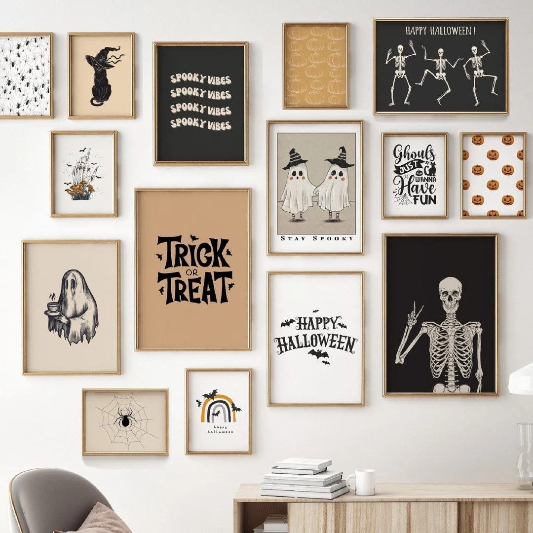 20 Halloween Prints Wall Art, Bundle of 20 Printables, Spooky Home Decor, Halloween Gallery Wall ... | Etsy (US)