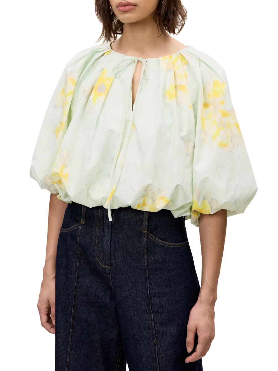 Yara Floral Poplin Bubble Blouse | Saks Fifth Avenue