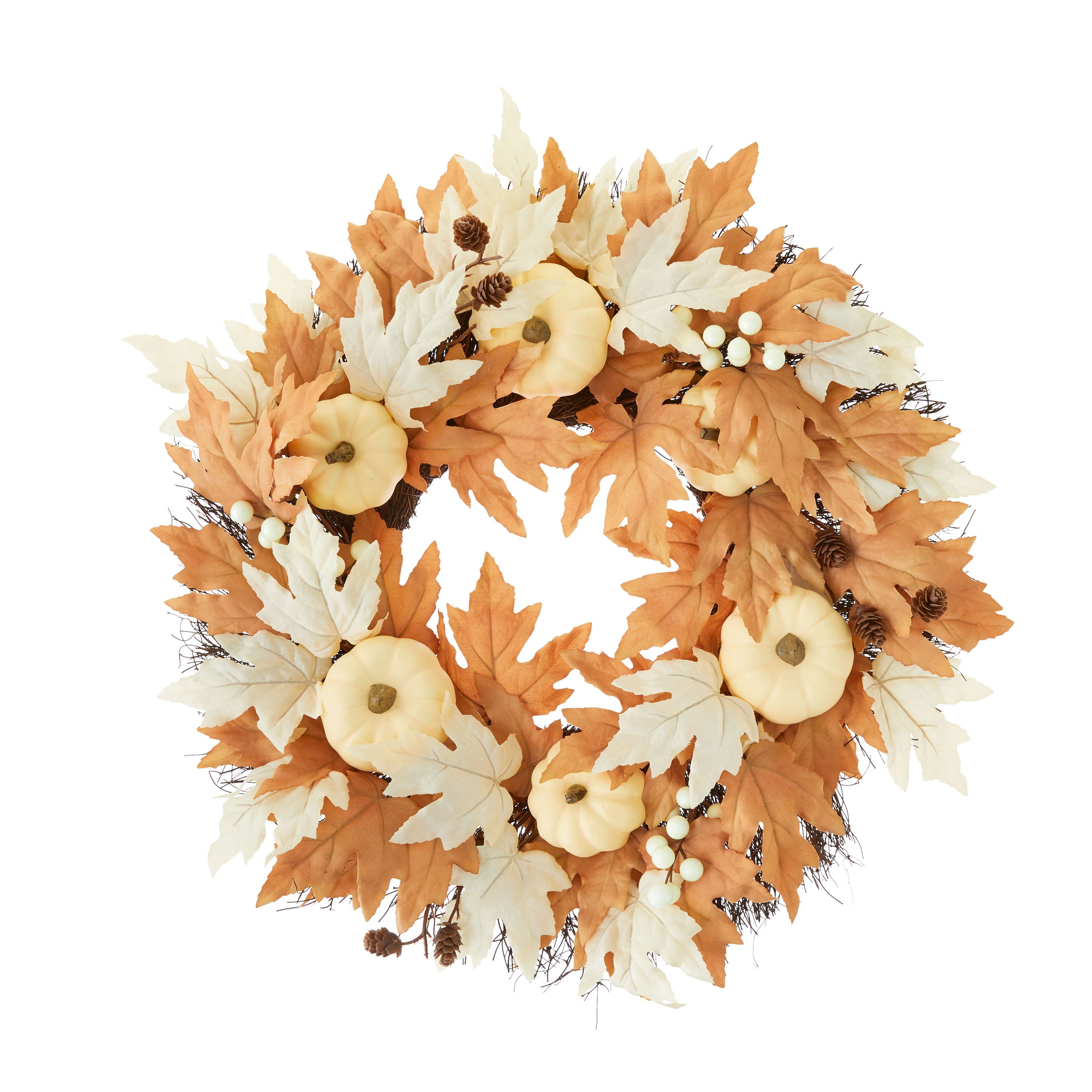 Harvest Ivory and Rust Maple Leaf Wreath, 24 in, by Way To Celebrate | Walmart (US)