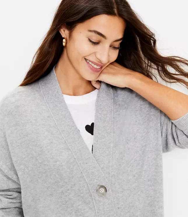 Relaxed V-Neck Pocket Cardigan | LOFT | LOFT