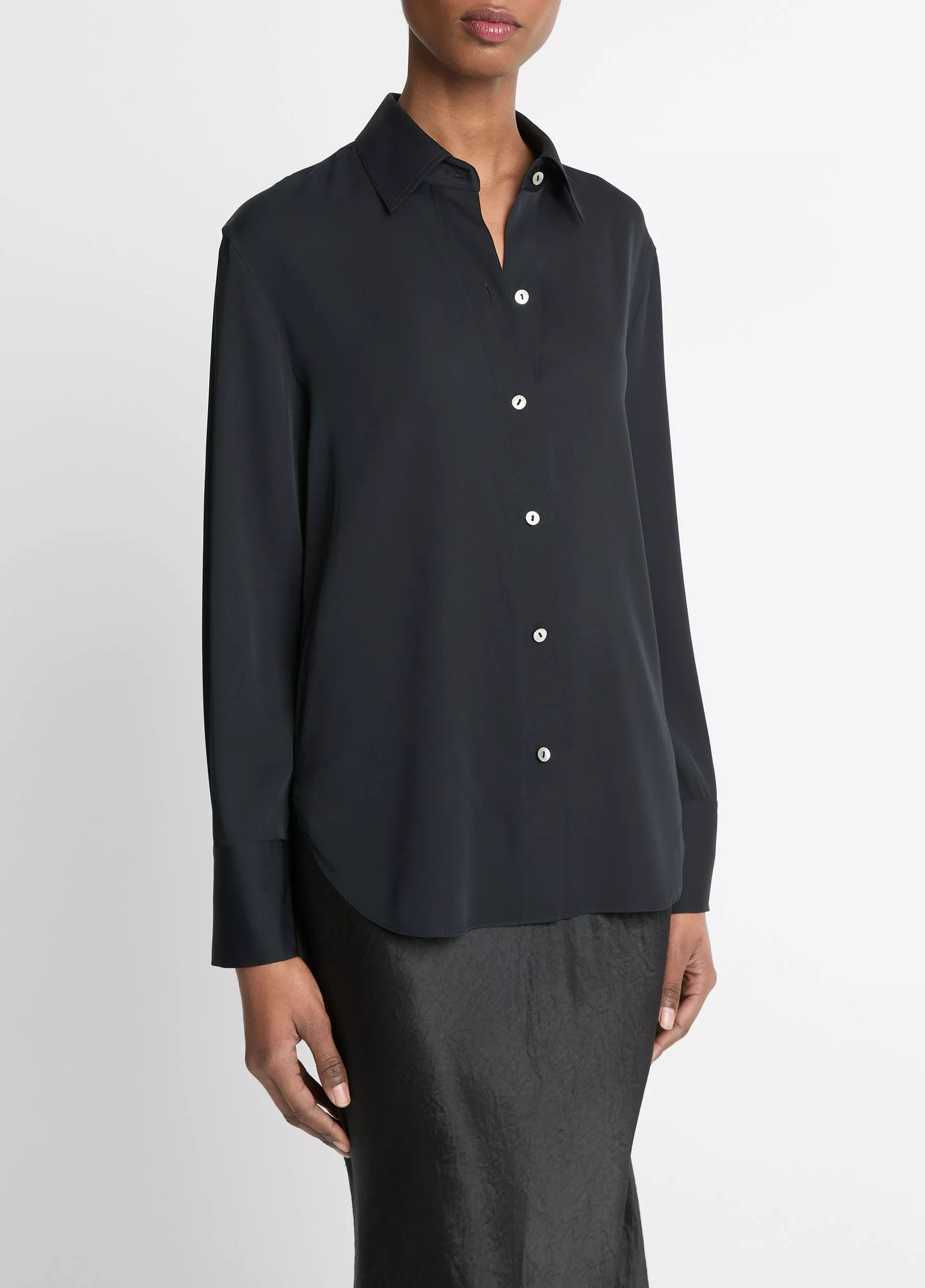 Stretch-Silk Button-Front Blouse | Vince LLC