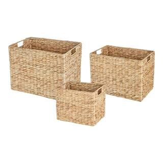 Rectangular Wicker Storage Baskets (Set of 3) | The Home Depot
