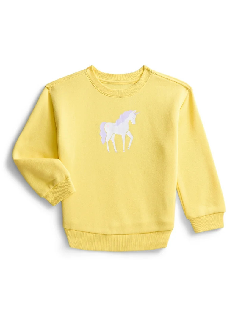 Wonder Nation Toddler Girls Fleece Sweatshirt with Long Sleeves, Sizes 2T-5T | Walmart (US)