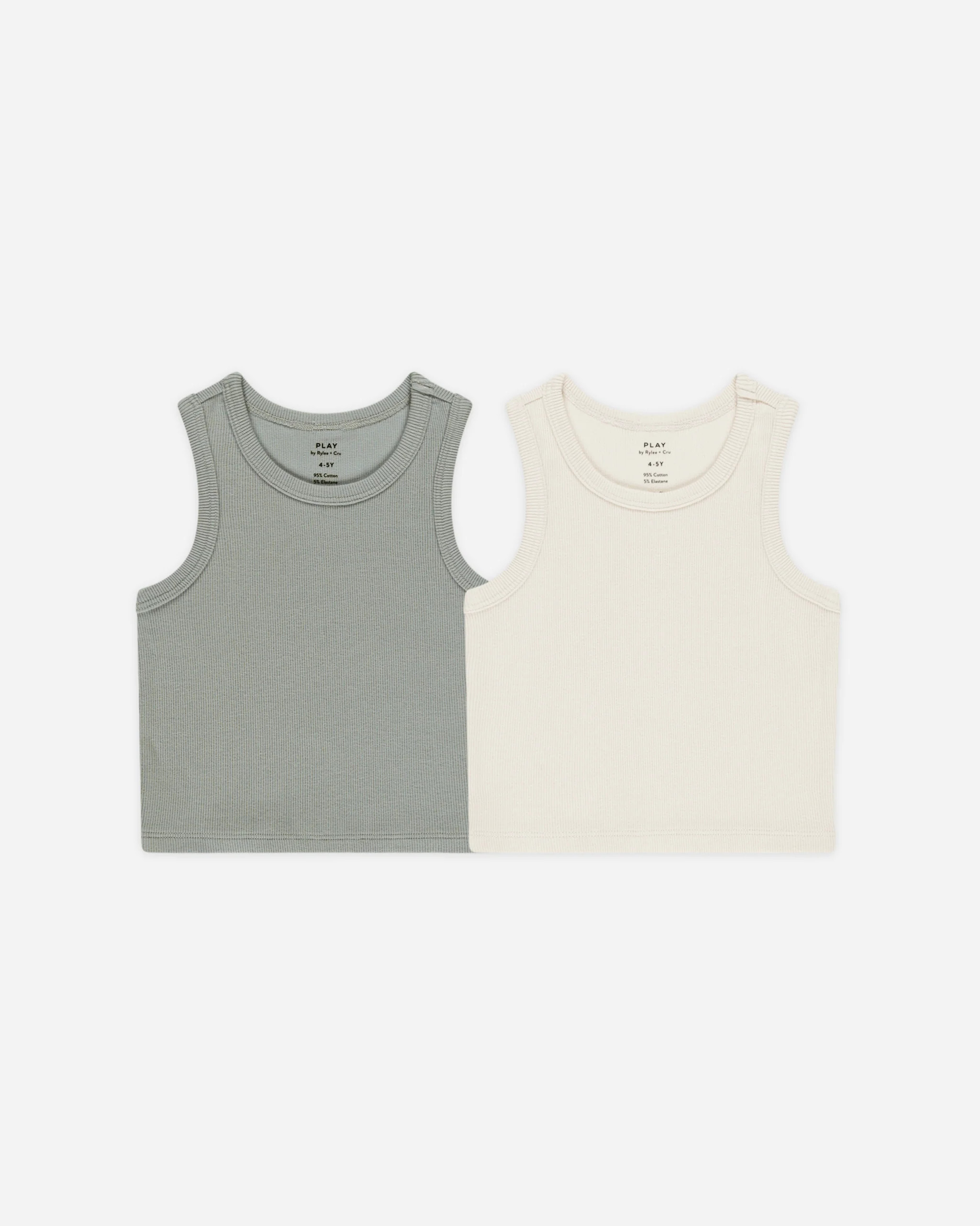 Ribbed Tank Set || Natural, Eucalyptus | Rylee + Cru