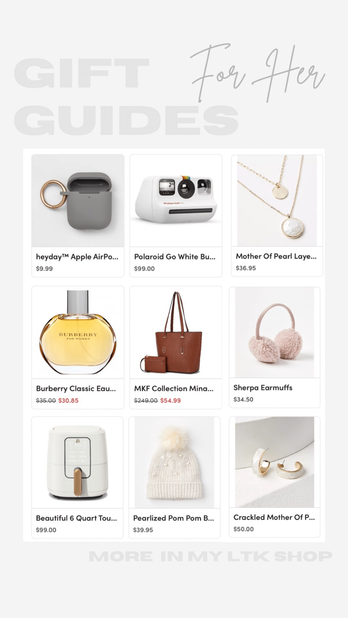 Gift ideas for her under $100

Home gifts, jewelry gifts, fashion gifts, winter earmuffs, perfume gifts, hat, air fryer, gifts for the kitchen, necklace, earrings, earbuds case, designer purse, polaroid camera, popular gifts for her, Christmas gifts for her

#LTKHoliday #LTKGiftGuide