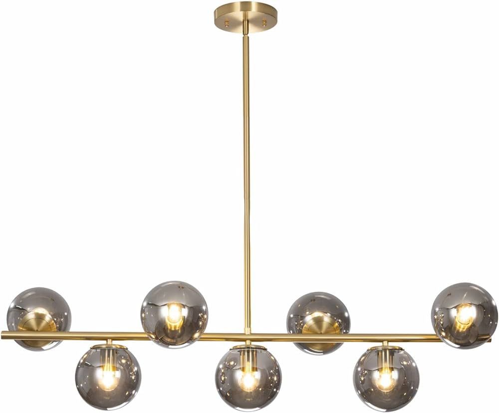 KCO Lighting Mid Century Modern Globe Sputnik Chandelier Gold Brass Linear Pendant Hanging Light ... | Amazon (US)