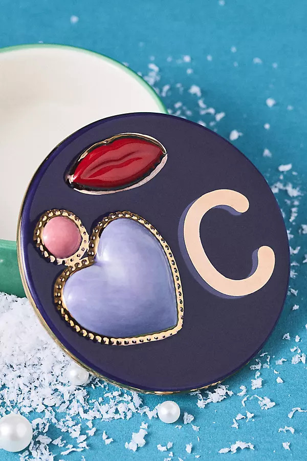 Handpainted Stoneware Monogram Trinket Box | Anthropologie (US)