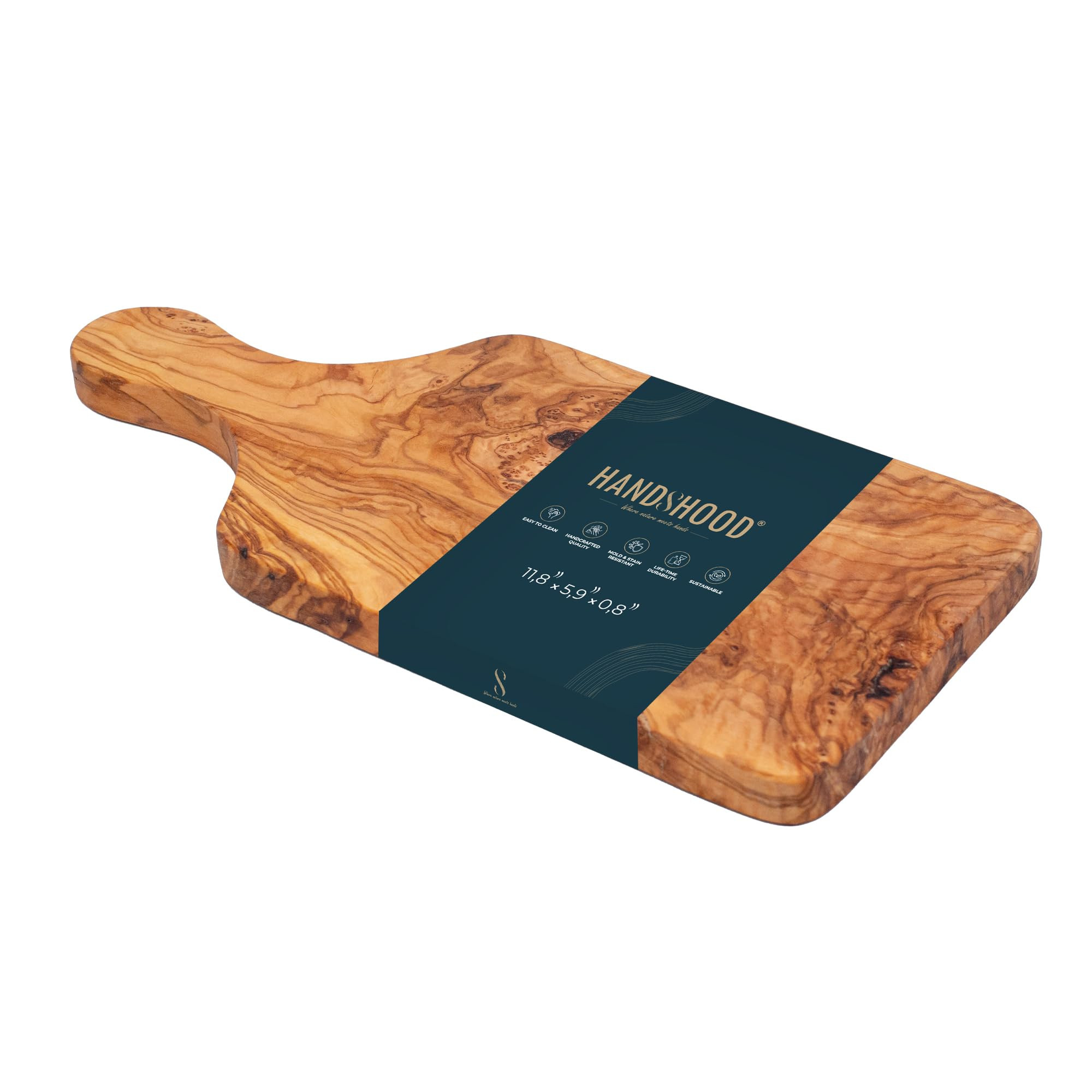 Premium Olive Wood Cutting Board - Wooden Charcuterie Cheese Serving Platter, Unique Kitchen Gift for Women & Men, Handcrafted Boards, Unique Housewarming Present (11.8" x 5.9") | Amazon (US)