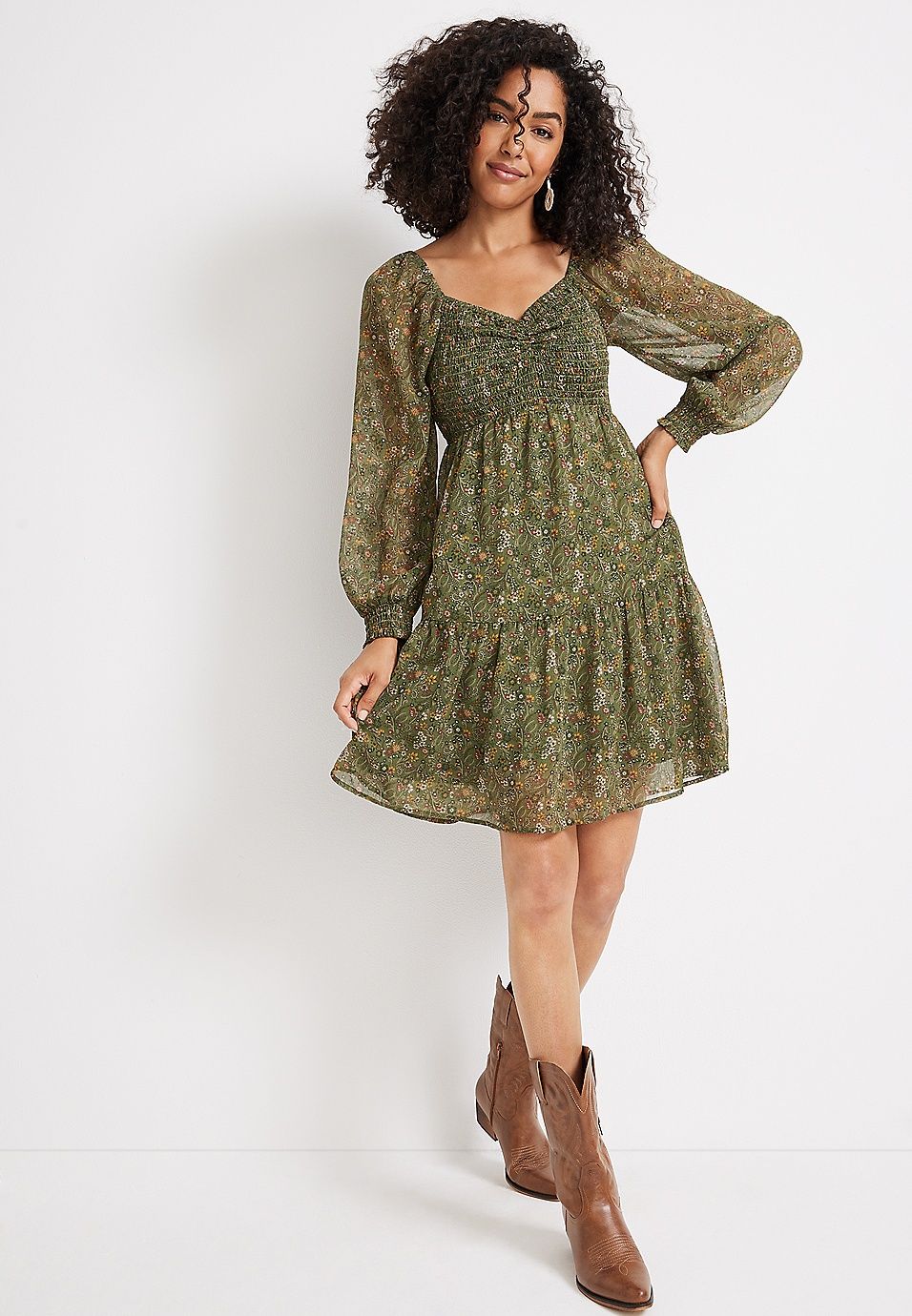 Arbor Floral Paisley Smocked Dress | Maurices