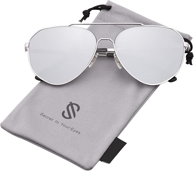 SOJOS Oversized Aviator Sunglasses Mirrored Flat Lens for Men Women UV400 SJ1083 | Amazon (US)
