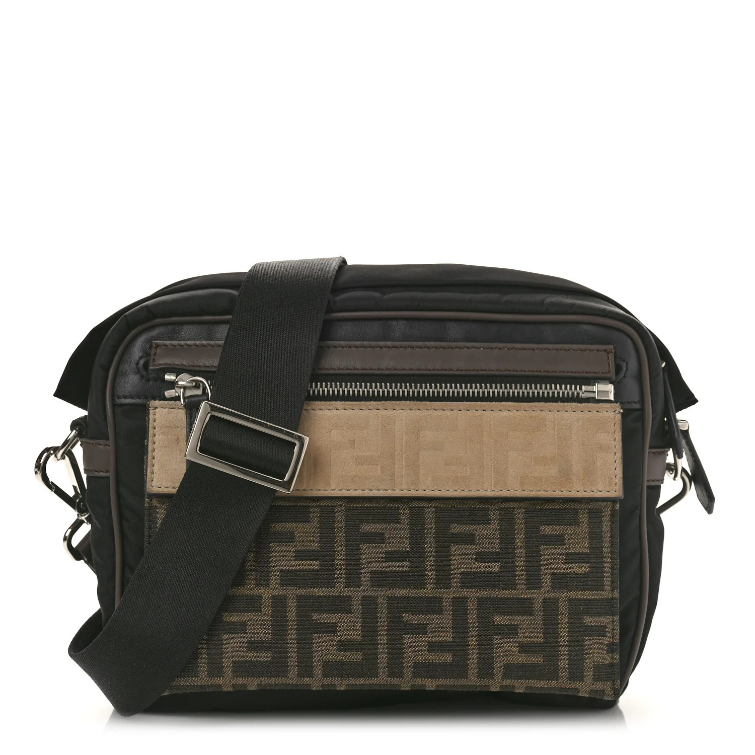 Nylon Fabric Jacquard Chamois FF 1974 East West Messenger Black Nuvola | FASHIONPHILE (US)