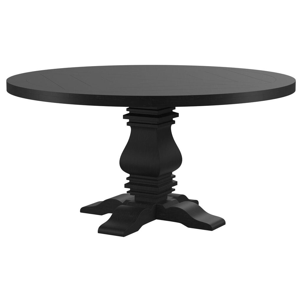 Florence Round 60 Inch Pedestal Base Dining Table In Black | 1stopbedrooms
