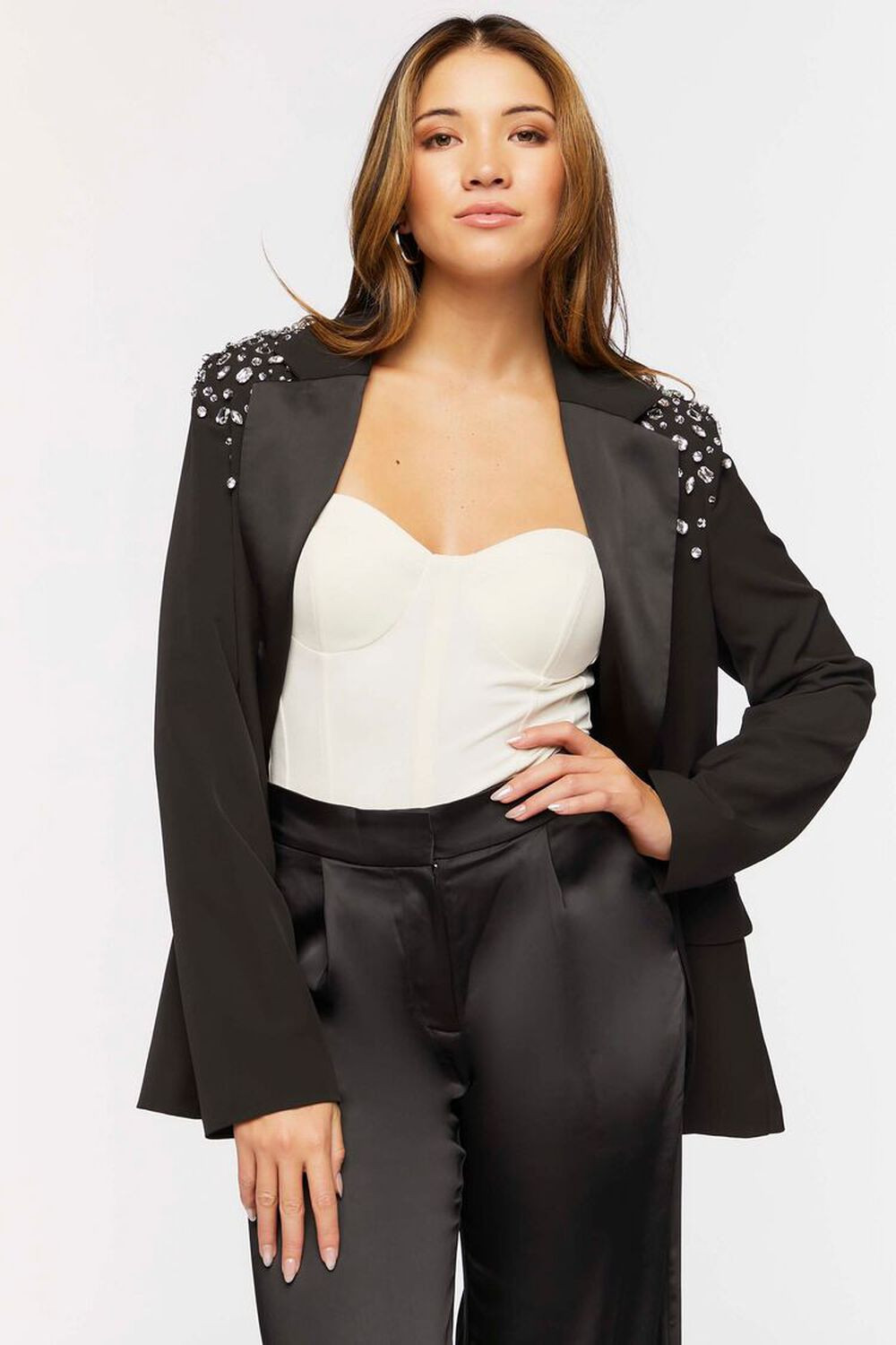 Faux Gem Shoulder Blazer | Forever 21 (US)