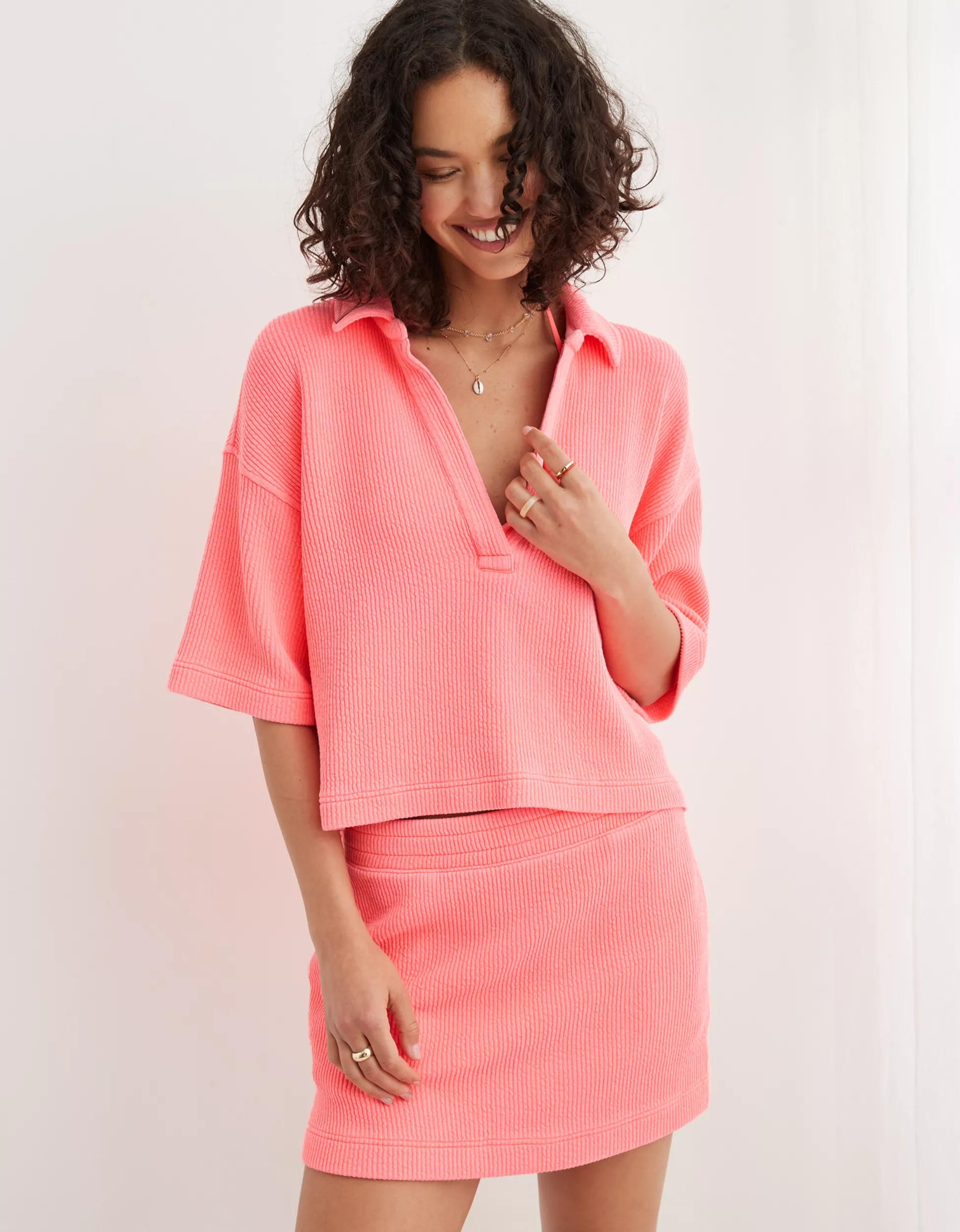 Aerie Wonder Short Sleeved Polo Sweatshirt | American Eagle Outfitters (US & CA)