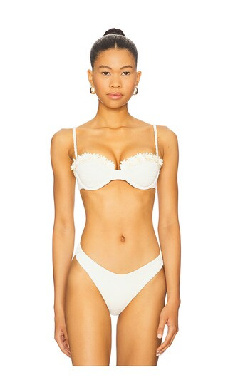 Georgie Bikini Top in Textured Cream | Revolve Clothing (Global)