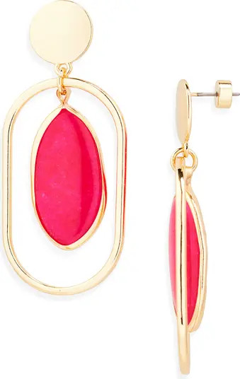 Framed Semiprecious Stone Oval Drop Earrings | Nordstrom