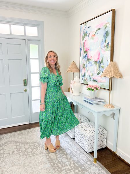 Amazon finds! Spring dresses green patterned floral dress maxi dress midi grandmillennial preppy style shoes entryway decor rug lamps scalloped rattan wicker coffee table books console ruffle bass tulips faux flowers 

#LTKshoecrush #LTKunder50 #LTKFind