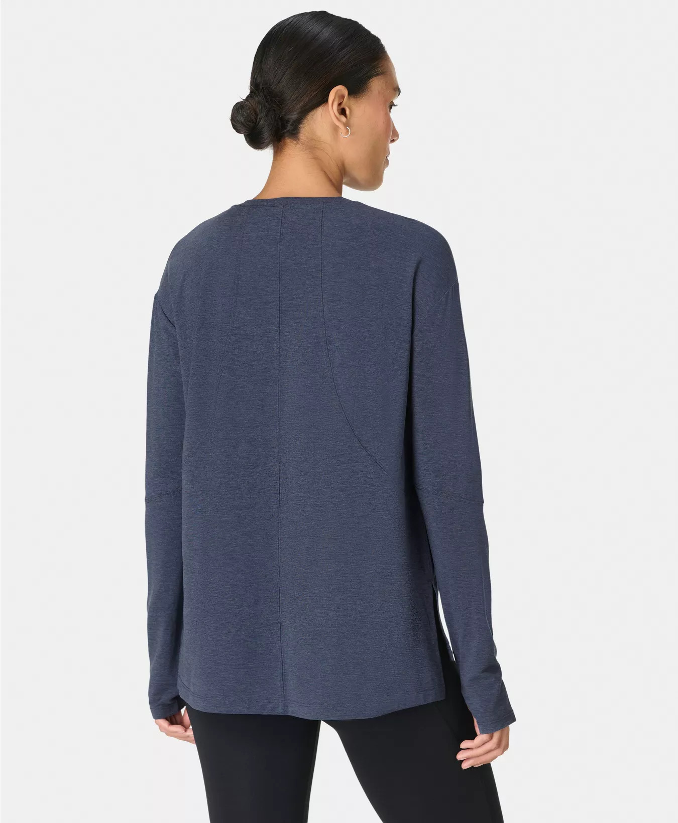Soft Flow Studio Longline Long Sleeve Top - Nori Green | Women's Base Layers & Long Sleeve Tops |... | Sweaty Betty UK