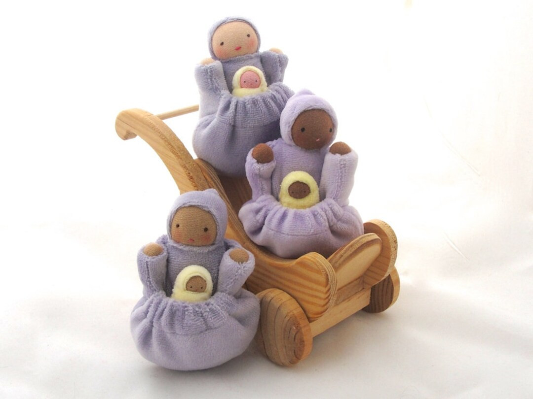 Waldorf Doll // Natural Fiber Pocket Doll // Pale Lavender Waldorf Toy // Brown Skin Doll // Doll... | Etsy (US)