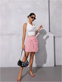 SweatyRocks Women's Bow Front Mini Skirts High Waist Wrap A Line Asymmetrical Short Skirt | Amazon (US)