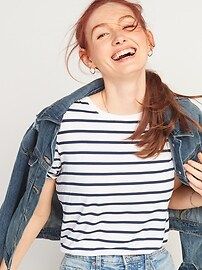 Luxe Striped Crew-Neck Tee for Women | Old Navy (US)