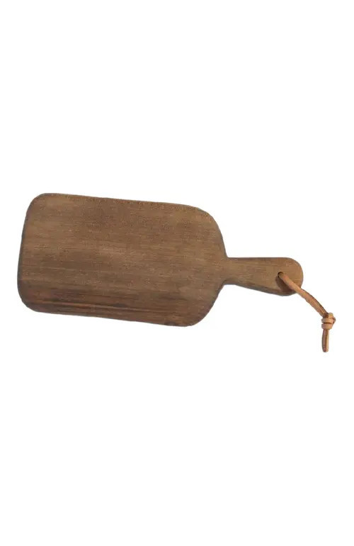 Large walnut serving board with leather loop