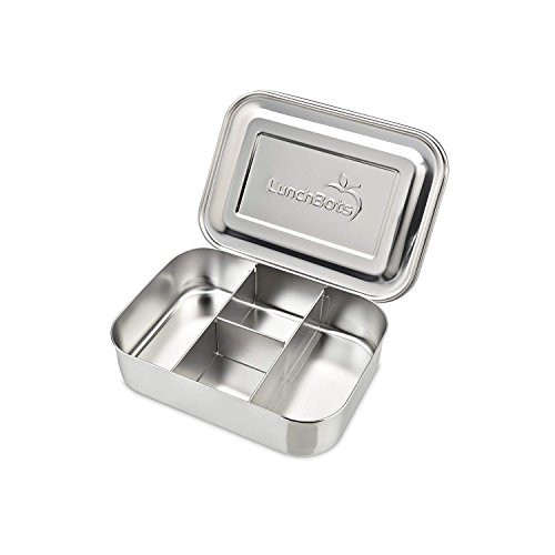 LunchBots Small Protein Packer Bento Box - Extra Small Divided Stainless Steel Snack Container - 4 Sections for 1-2oz of Nuts, Meat, Cheese, Finger Foods - Dishwasher Safe - Stainless Lid | Amazon (US)