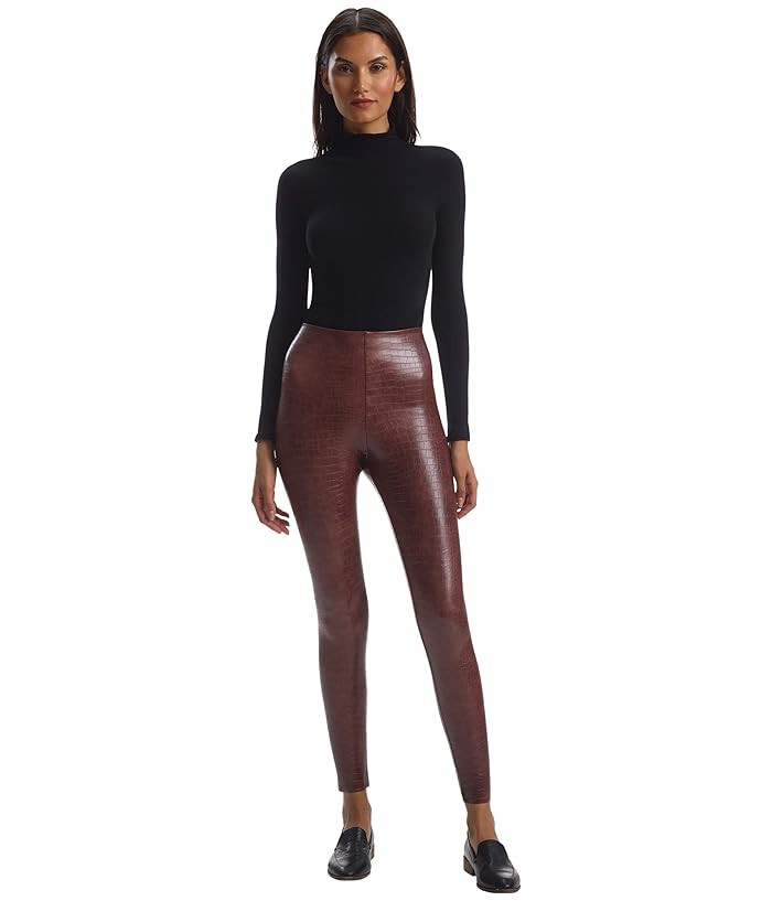Commando Faux Leather Leggings SLG50 (Brown Croc) Women's Casual Pants | Zappos