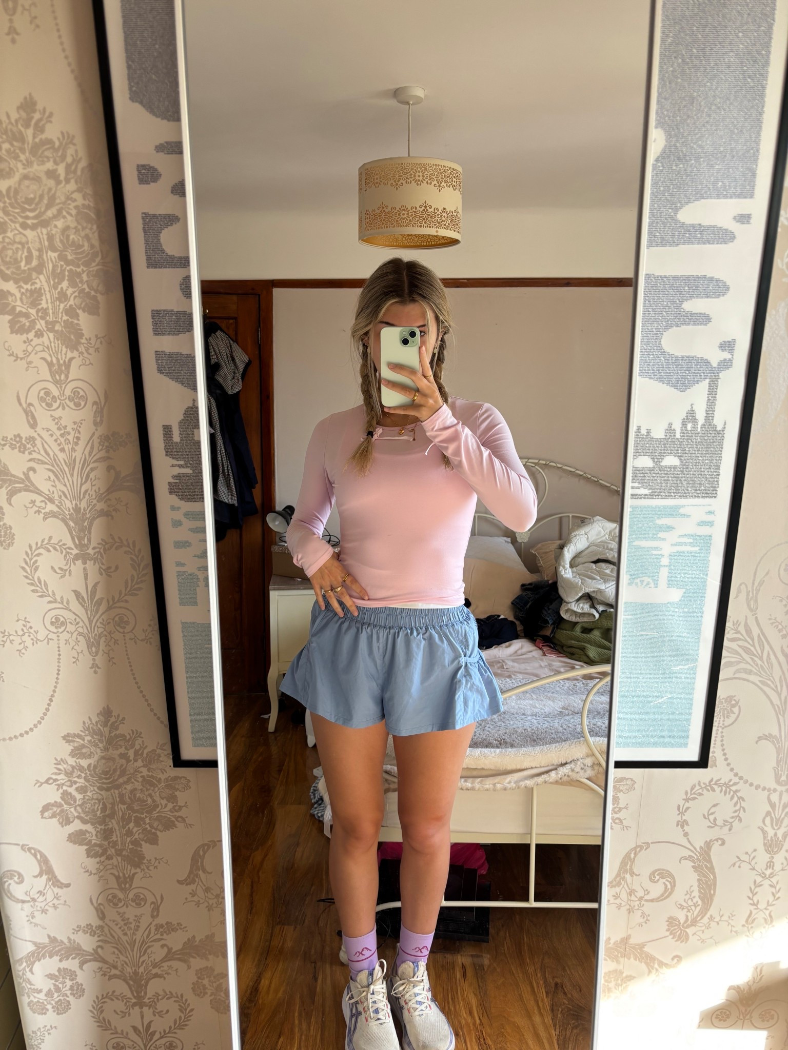 autumnal colourful running outfit. 💖🫐🦋🌺 Free people blue shorts. Purple arctic fit socks top. pink amazon longsleeve on top

#LTKfitness #LTKwinter