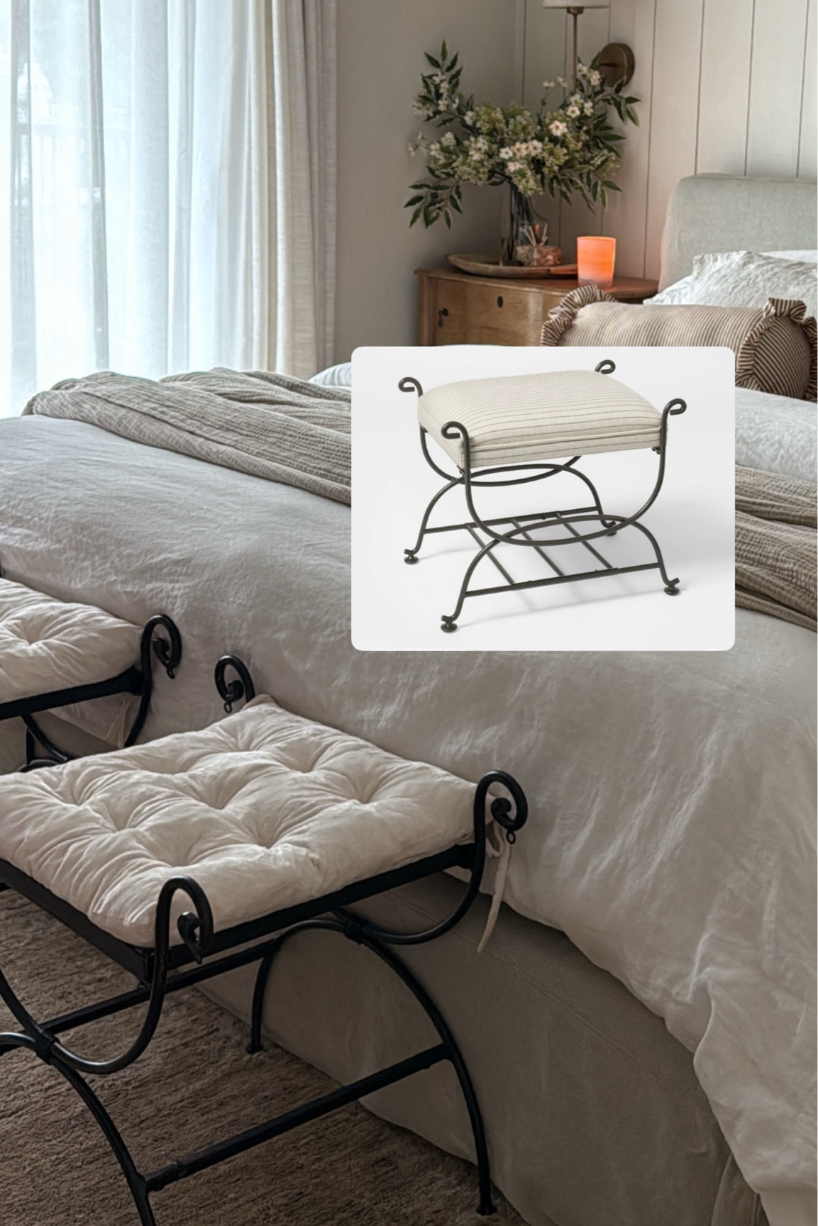 Similar to my stools yall love! Mine are marketplace finds I redid myself! There’s 7 left of these at @Target !! Master bedroom. Neutral home decor. Foot stool  

#LTKHome