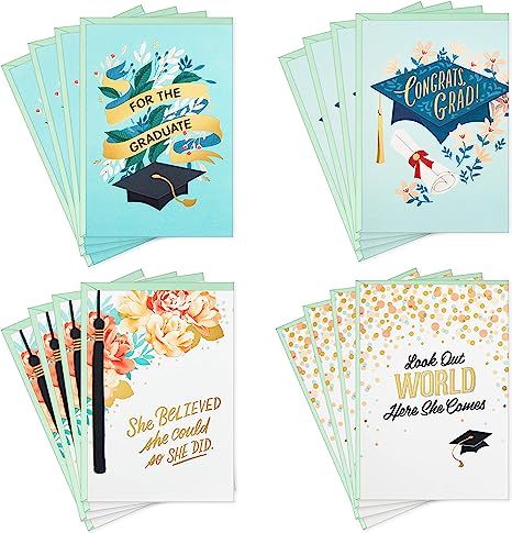 Hallmark Graduation Cards Assortment for Her, She Believed She Could (16 Cards and Envelopes, 4 D... | Amazon (US)
