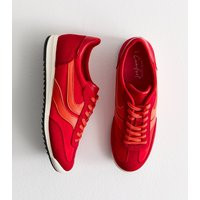 Women's Red Faux Brushed Suede Panelled Trainers Vegan New Look | New Look (UK)