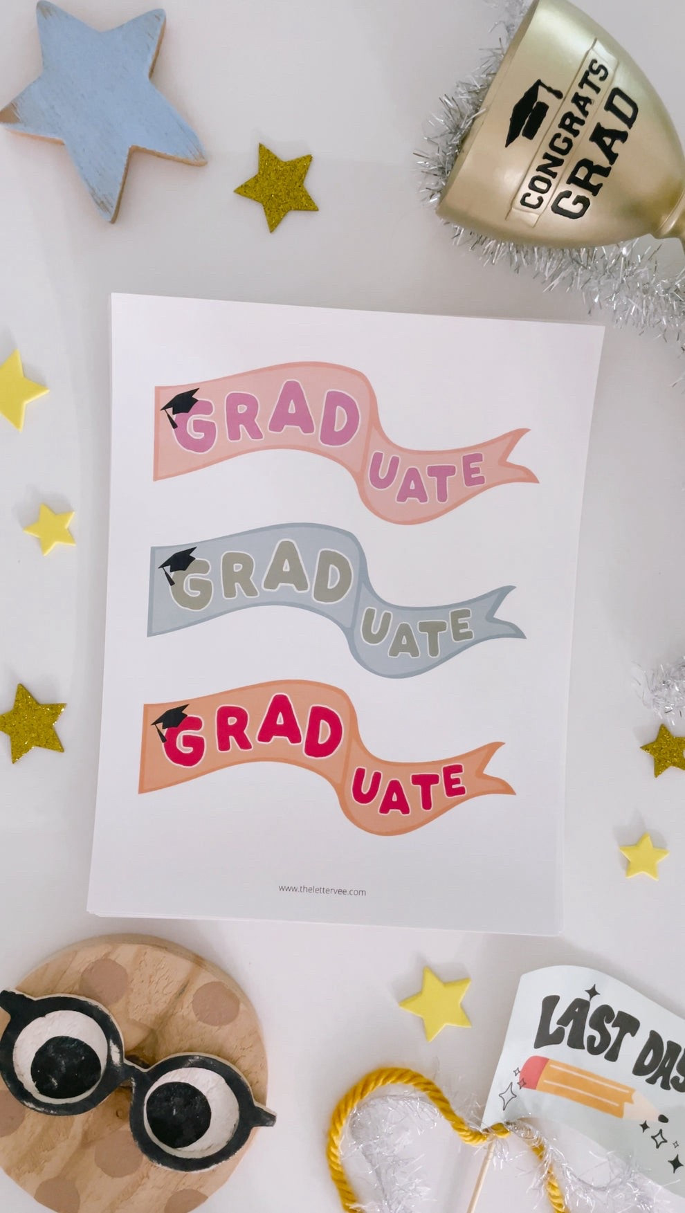 Colorful graduation printables 

The Letter Vee / Graduation DIY / Graduation Craft / Graduation Flag / Graduation Banner / Preschool graduation / high school Graduation / kindergarten graduation / college graduation / graduation party 

#LTKParties #LTKKids #LTKSeasonal